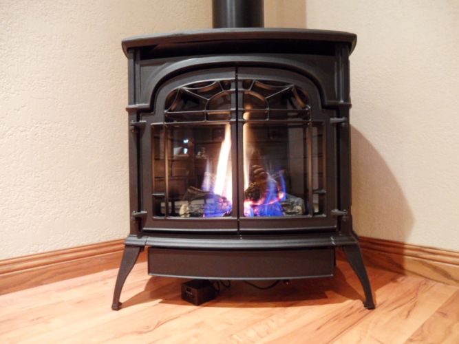Free Standing Gas Fireplace - Large Flames